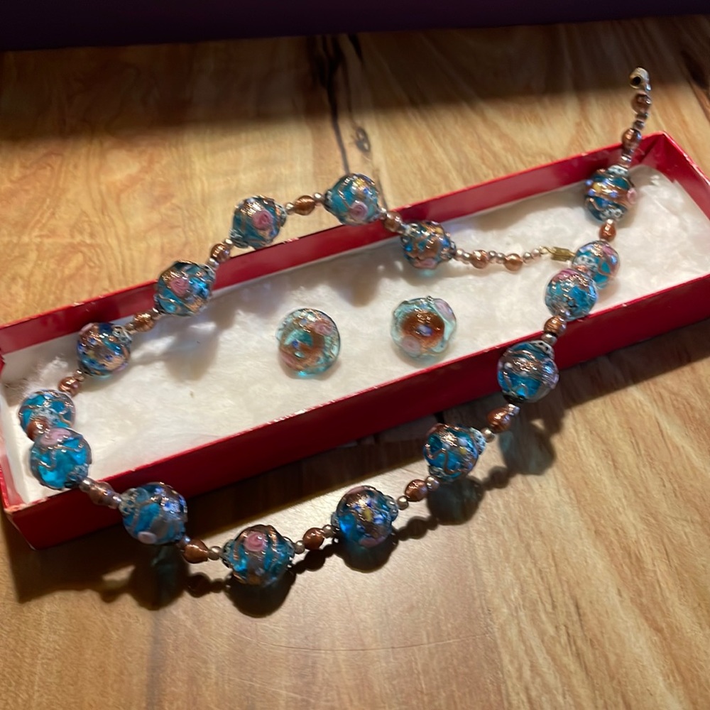 Vintage handmade necklace and earring set